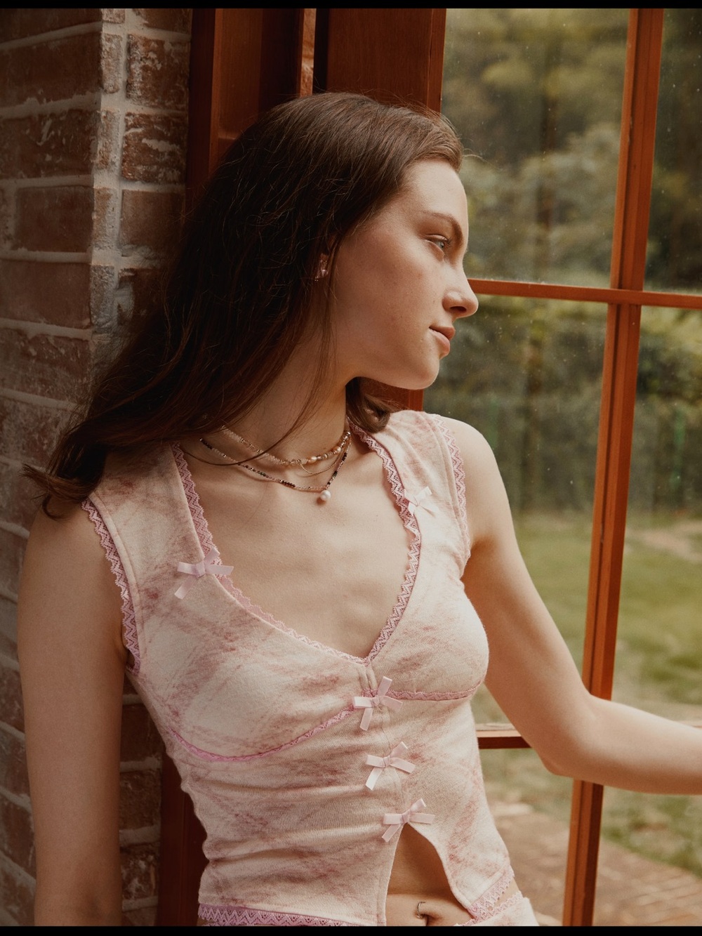 Lace-Trim Pink Knit Camisole Top - Women Intimates